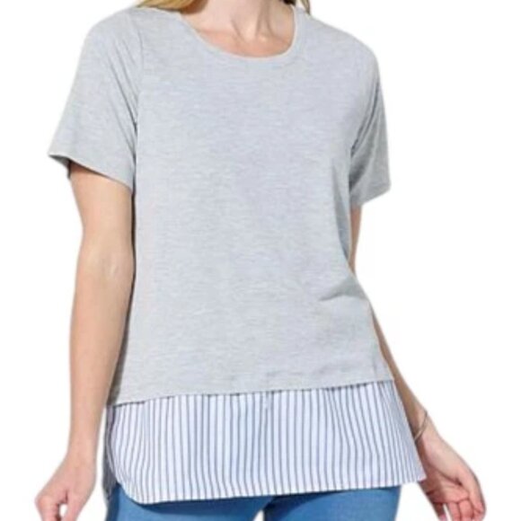 HUE Women's Mixed Media Legging Tee Light Heather XL Vacation Comfy Coastal - Picture 1 of 6